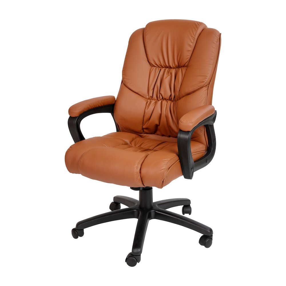 Fundamentals Big & Tall 400 lb. Rated Brown Swivel Office Chair with Padded Arms