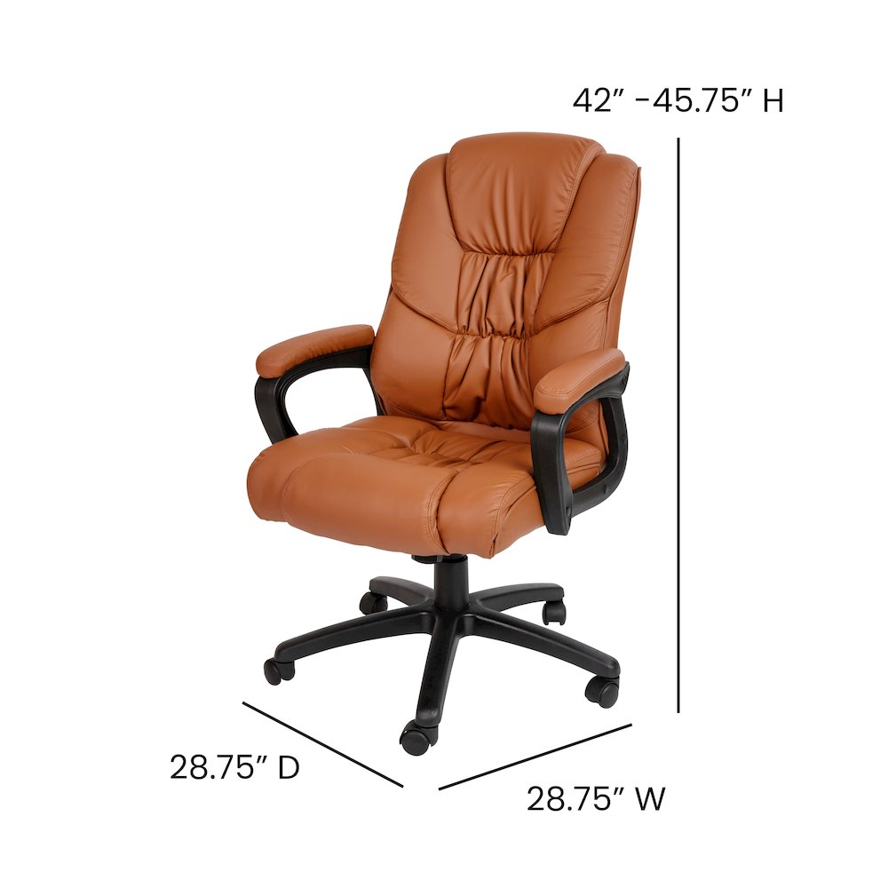Fundamentals Big & Tall 400 lb. Rated Brown Swivel Office Chair with Padded Arms