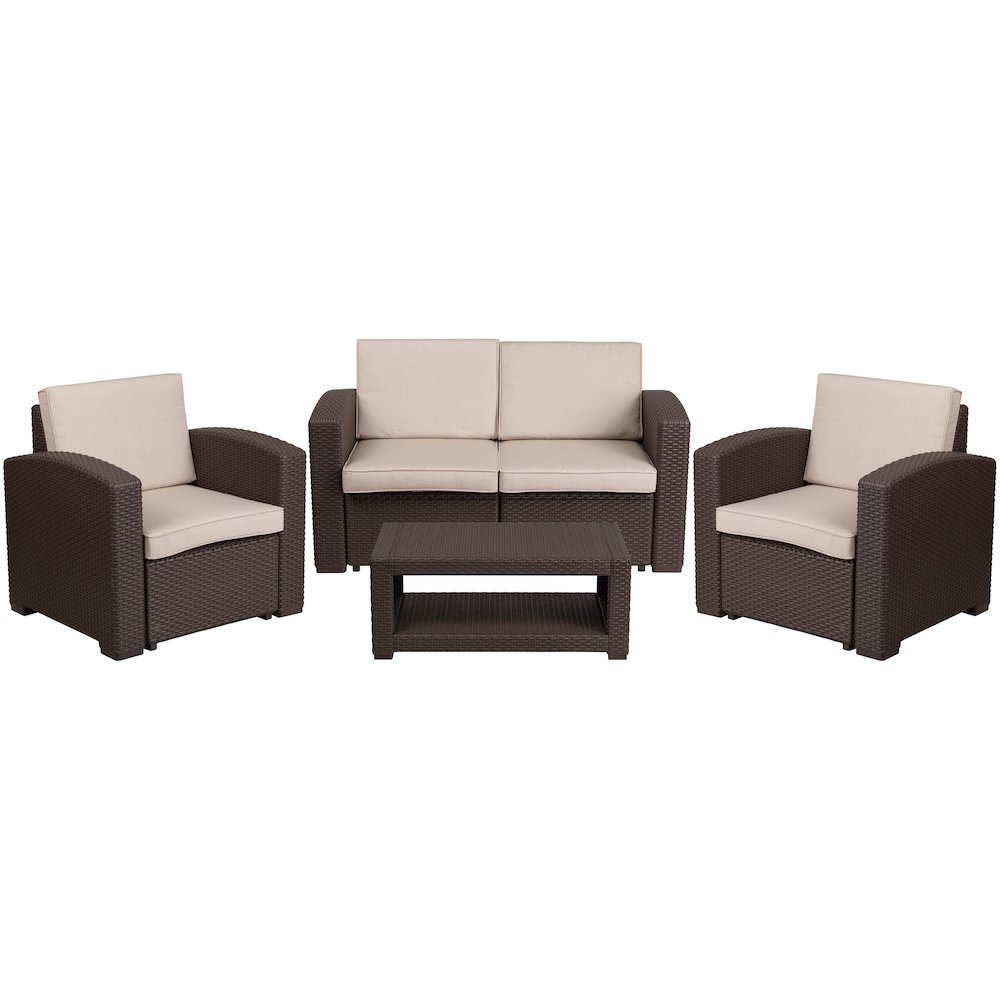 4 Piece Faux Rattan Chair