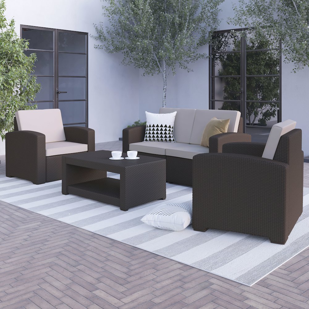 Loveseat and Table Set in Seneca Chocolate Brown