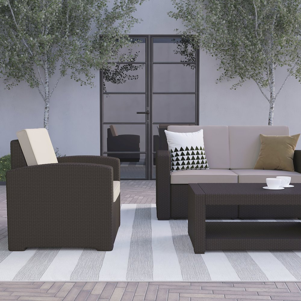Loveseat and Table Set in Seneca Chocolate Brown