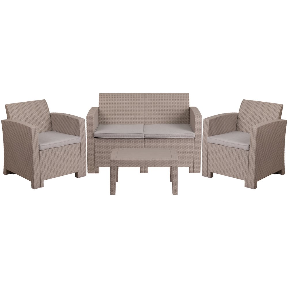 4 Piece Outdoor Faux Rattan Chair
