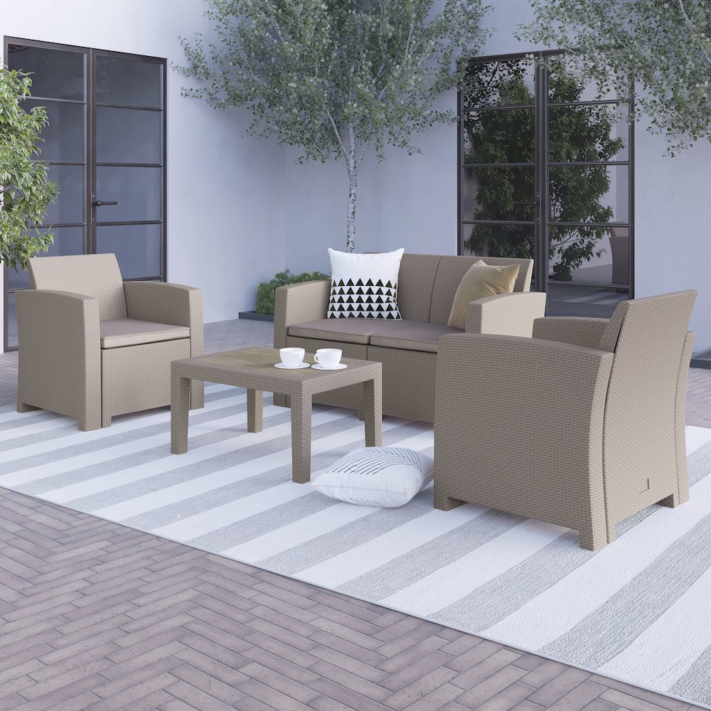 Loveseat and Table Set in Seneca Light Gray