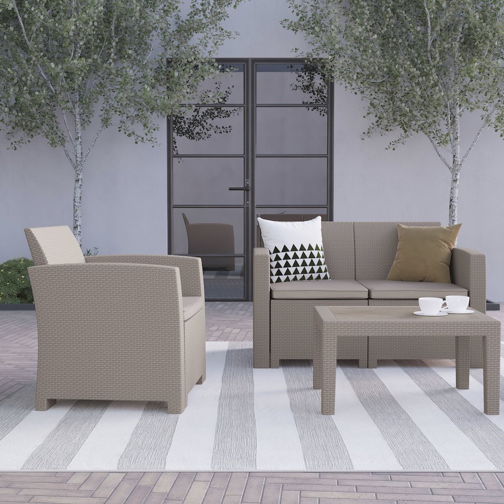 Loveseat and Table Set in Seneca Light Gray