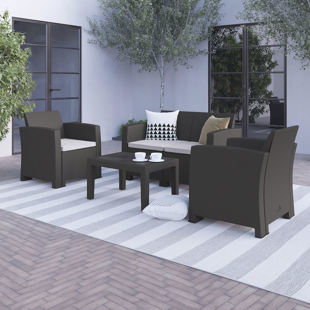 Loveseat and Table Set in Seneca Dark Gray