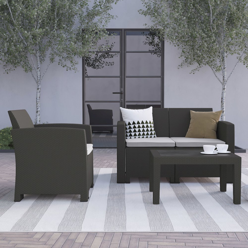 Loveseat and Table Set in Seneca Dark Gray