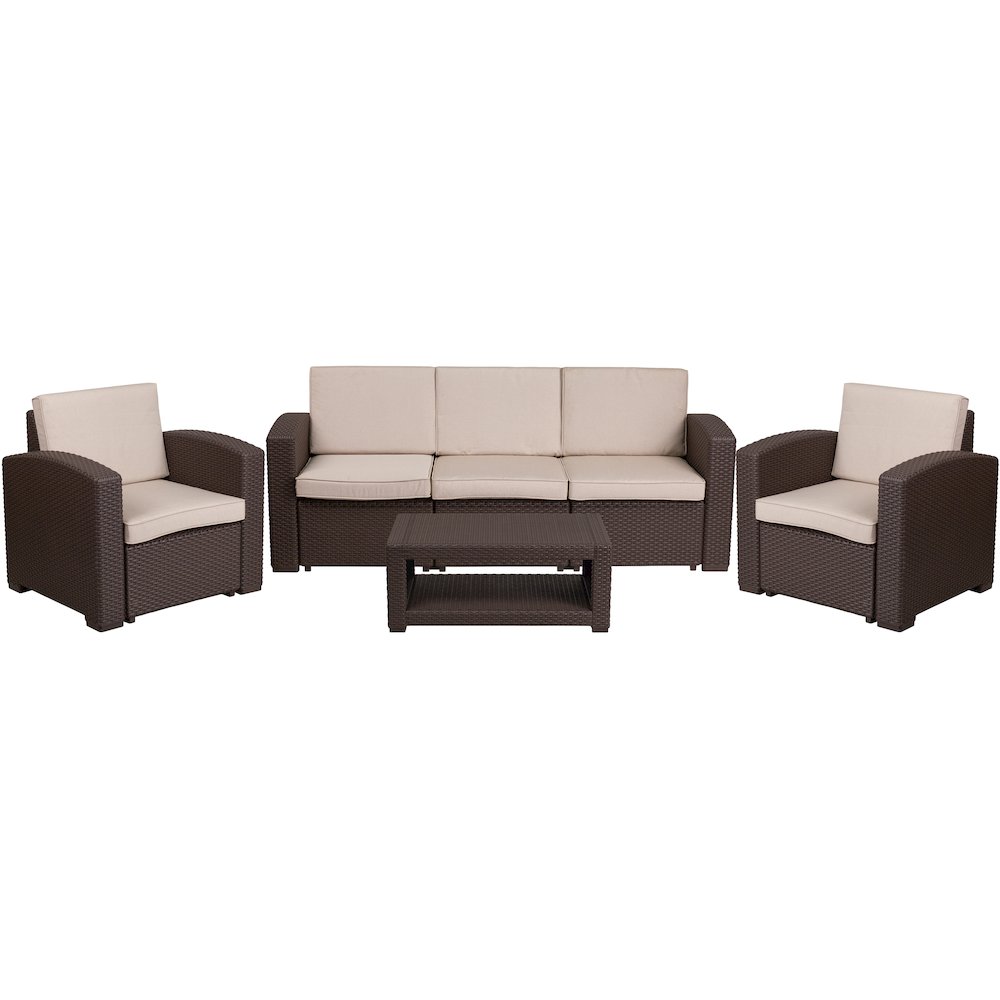 4 Piece Outdoor Faux Rattan Chair