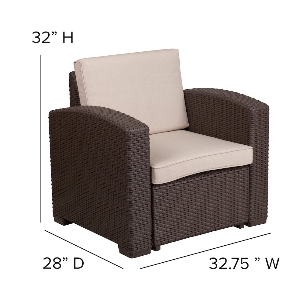 4 Piece Outdoor Faux Rattan Chair