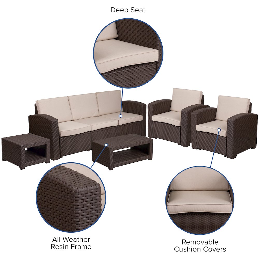 Sofa and Table Set in Seneca Chocolate Brown