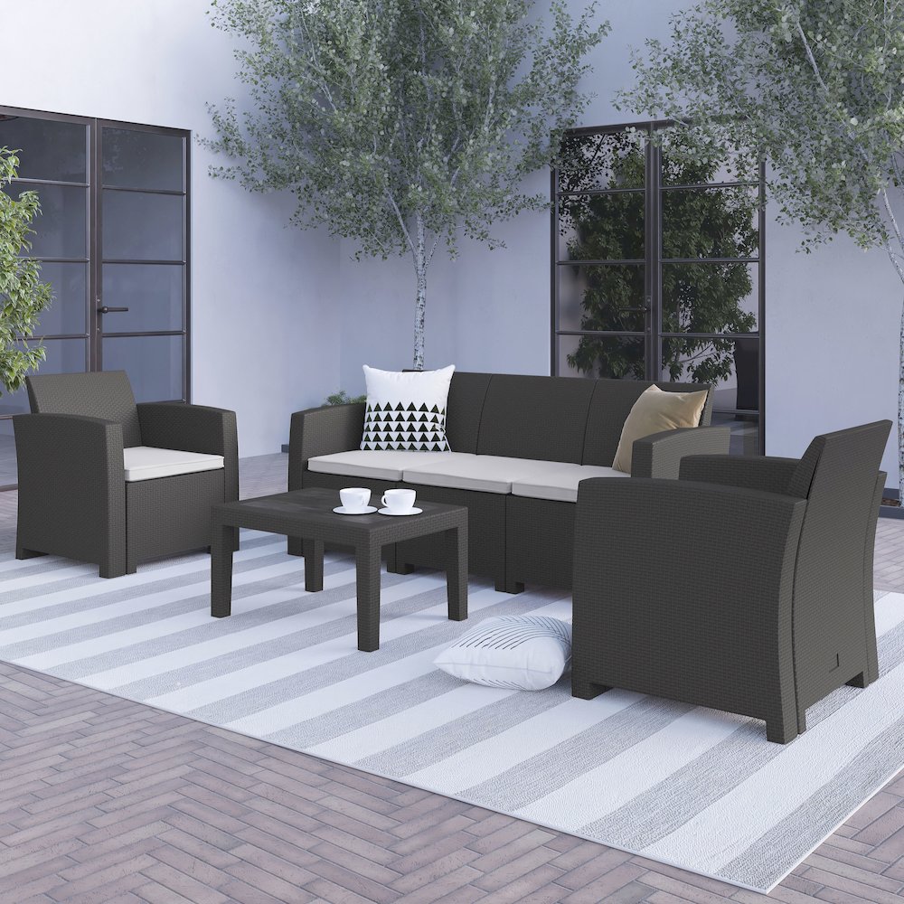 Sofa and Table Set in Seneca Dark Gray