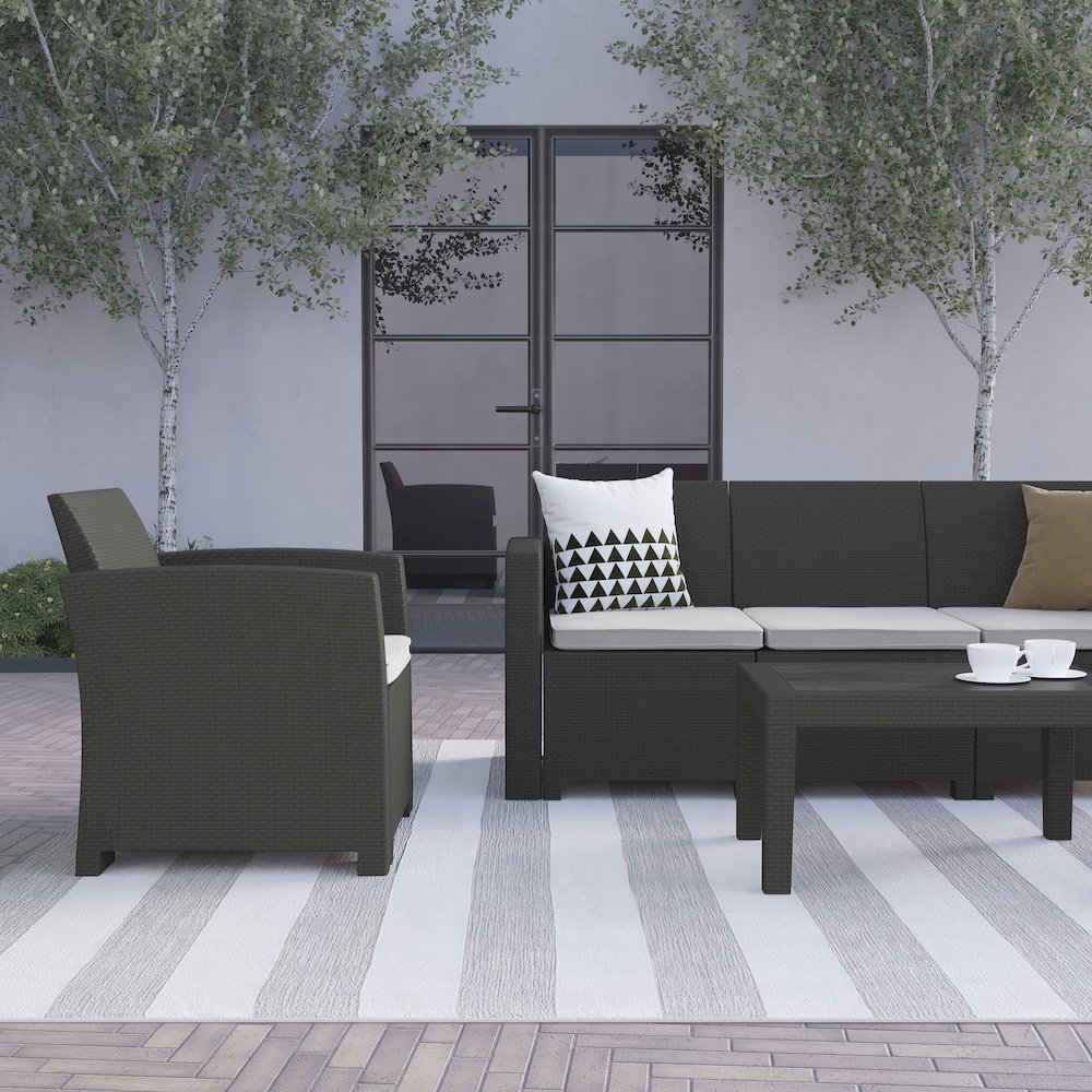 Sofa and Table Set in Seneca Dark Gray