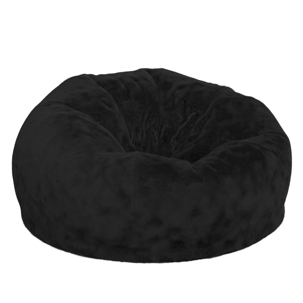 Duncan Oversized Black Furry Refillable Bean Bag Chair for All Ages