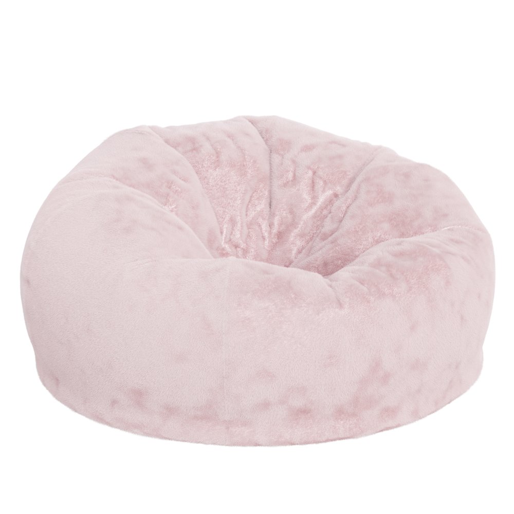 Duncan Oversized Blush Furry Refillable Bean Bag Chair for All Ages