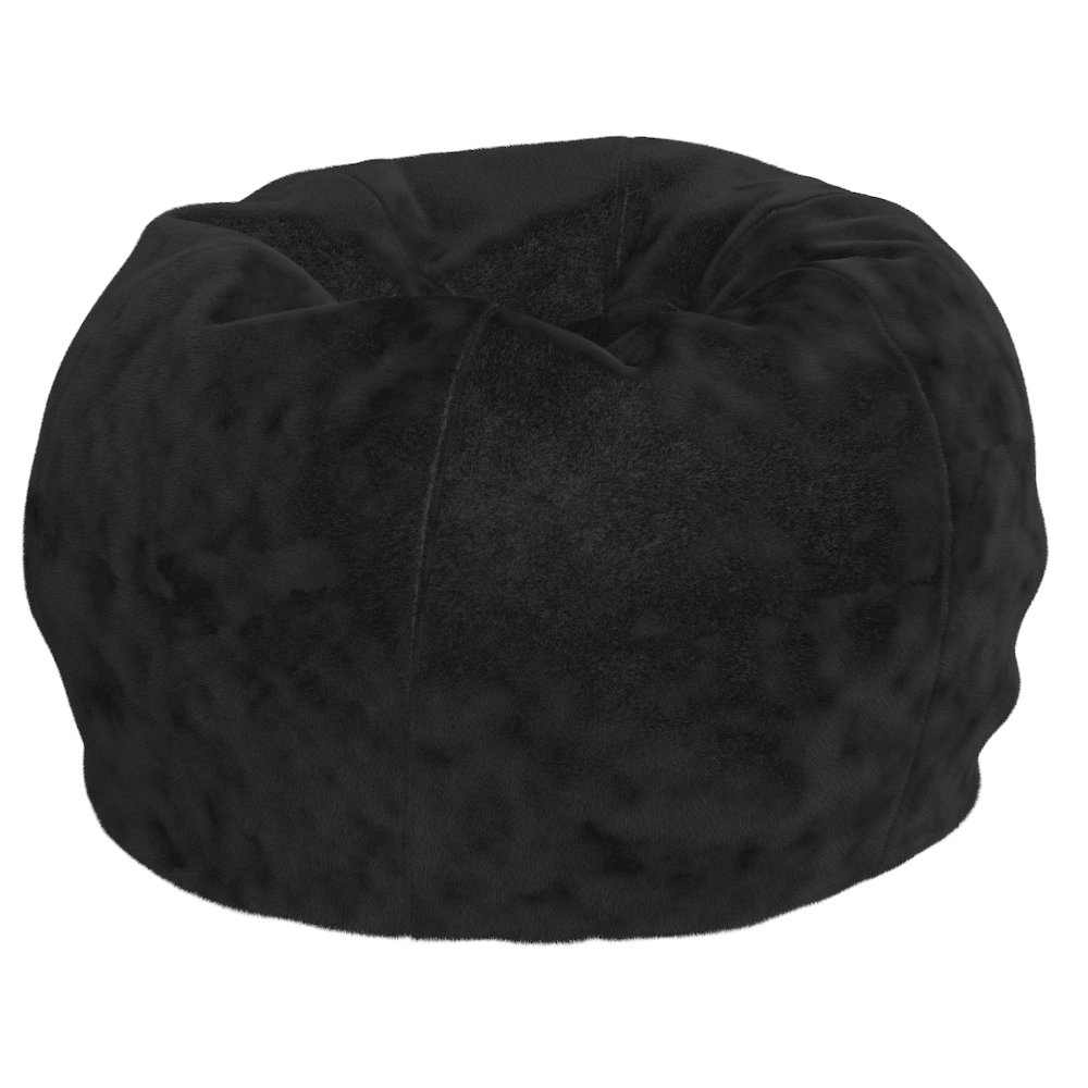 Dillon Small Black Furry Refillable Bean Bag Chair for Kids and Teens