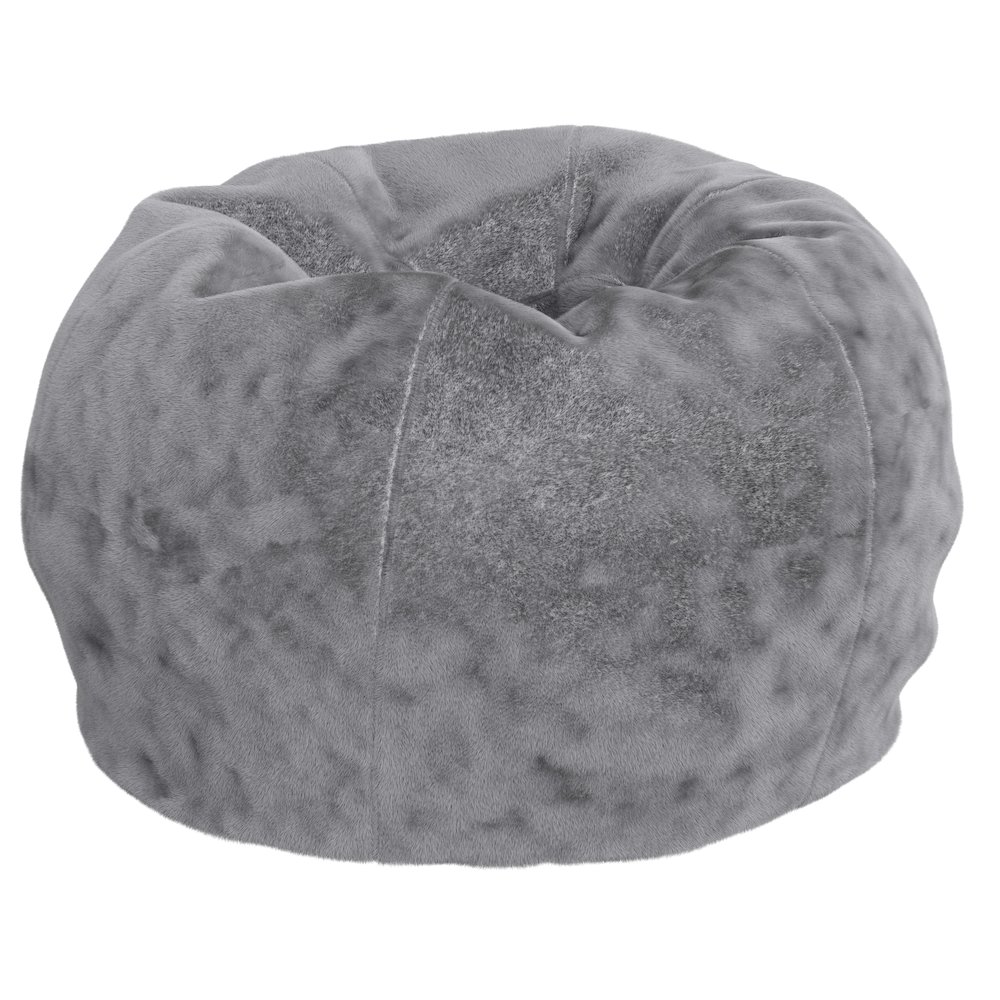 Dillon Small Gray Furry Refillable Bean Bag Chair for Kids and Teens