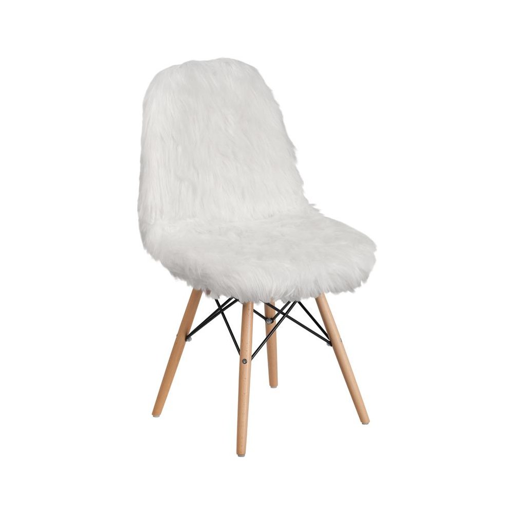 Shaggy Dog White Accent Chair