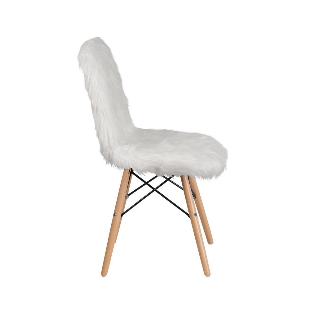 Shaggy Dog White Accent Chair