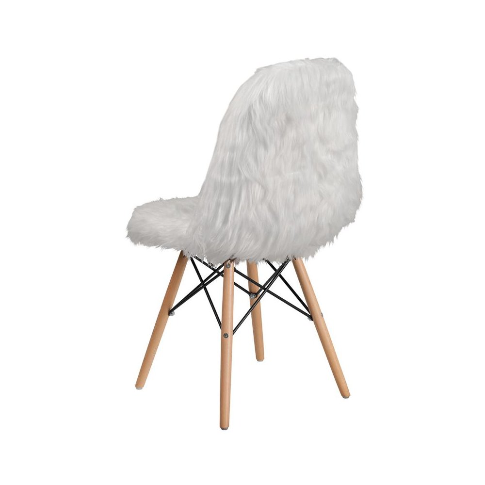 Shaggy Dog White Accent Chair
