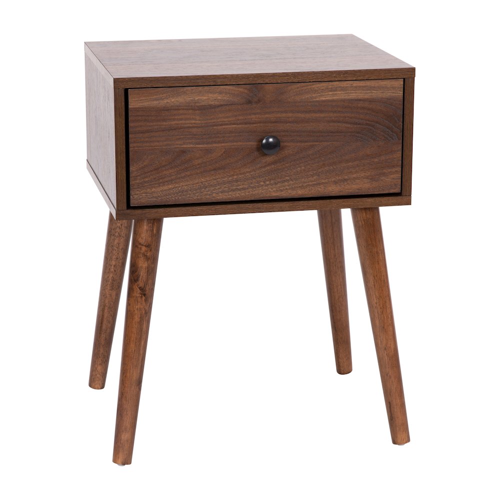 Mid-Century One Drawer Wood Nightstand