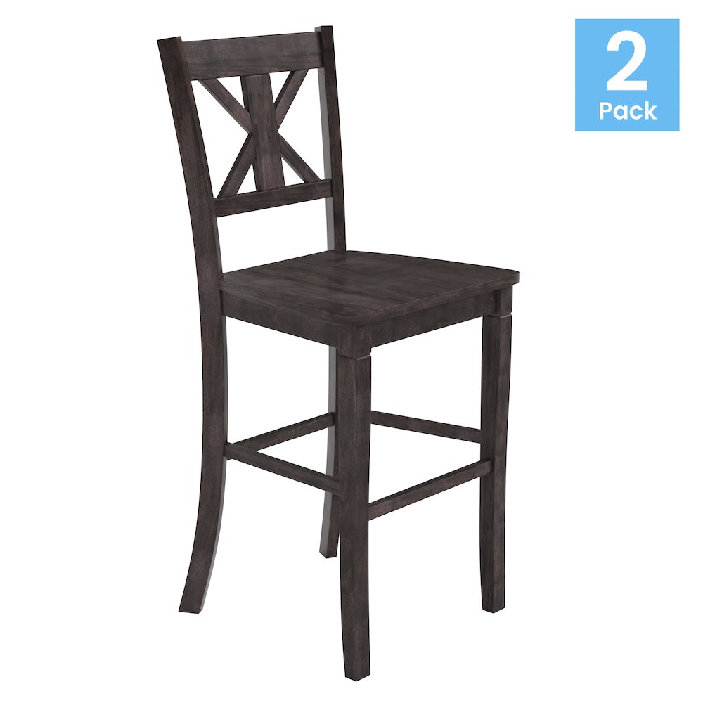 Set of 2 Modern Farmhouse Style Commercial Grade Bar Height Stools