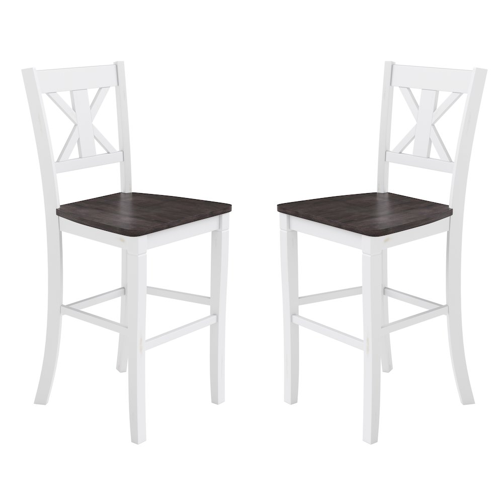 Set of 2 Modern Farmhouse Style Commercial Grade Bar Height Stools