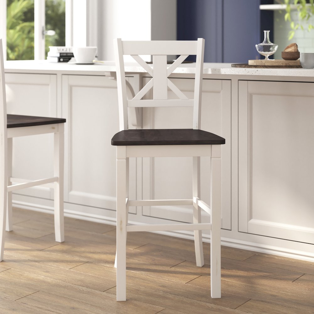Set of 2 Modern Farmhouse Style Commercial Grade Bar Height Stools