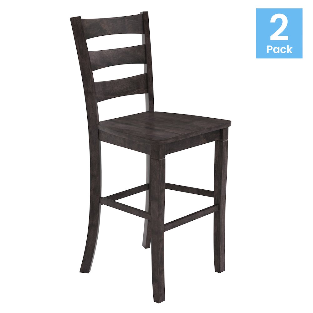 Set of 2 Classic Style Commercial Grade Ladderback Bar Height Stools