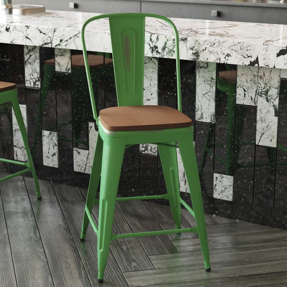 Modern Colorful Counter Stool with Poly Resin Seat