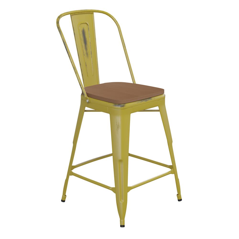 Modern Colorful Counter Stool with Poly Resin Seat