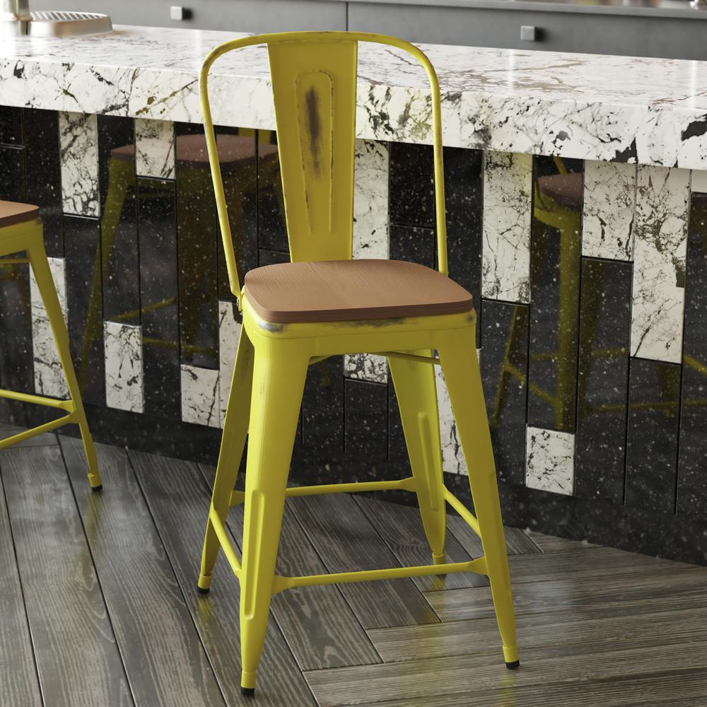 Modern Colorful Counter Stool with Poly Resin Seat