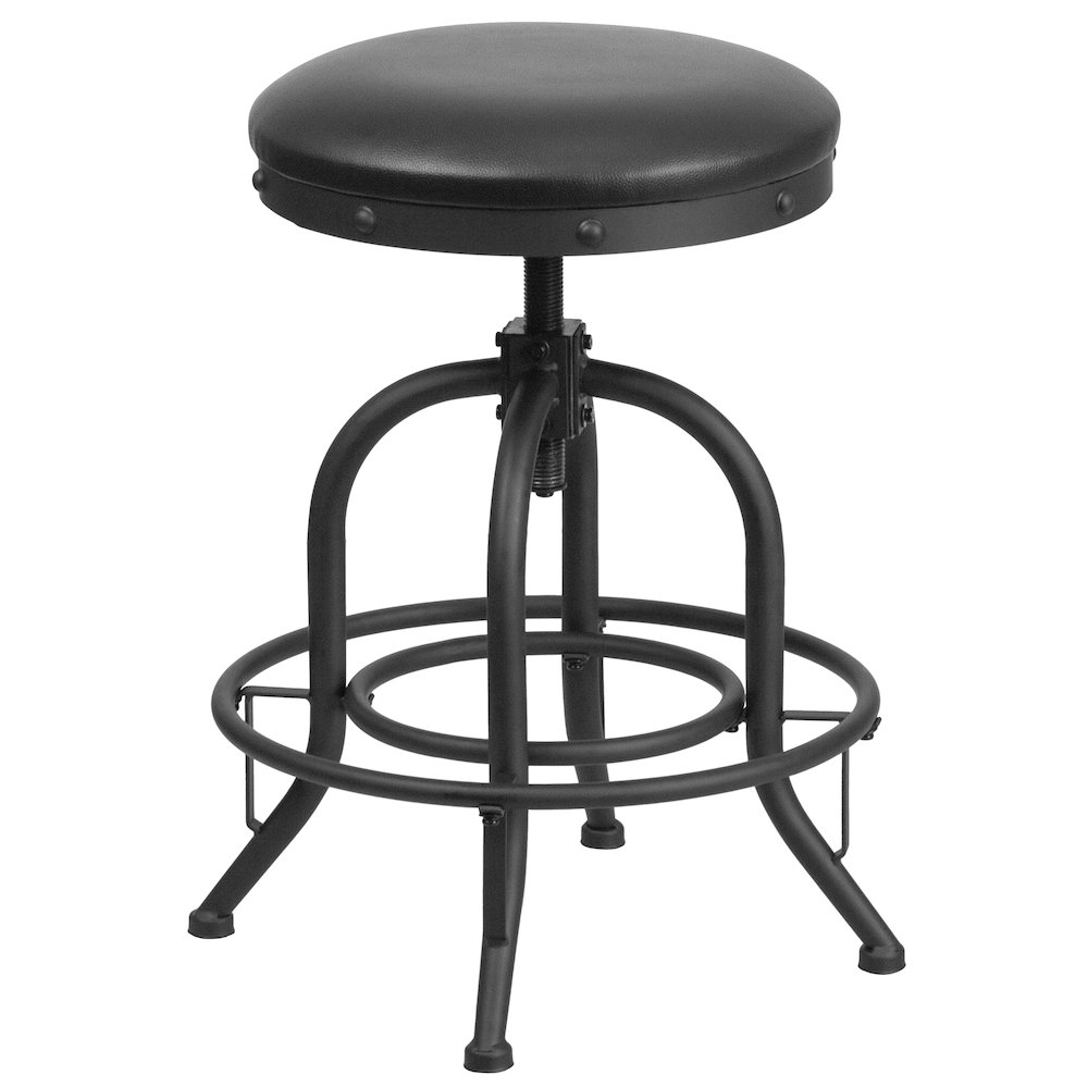 24” Counter Height Stool with Swivel Lift Black LeatherSoft Seat
