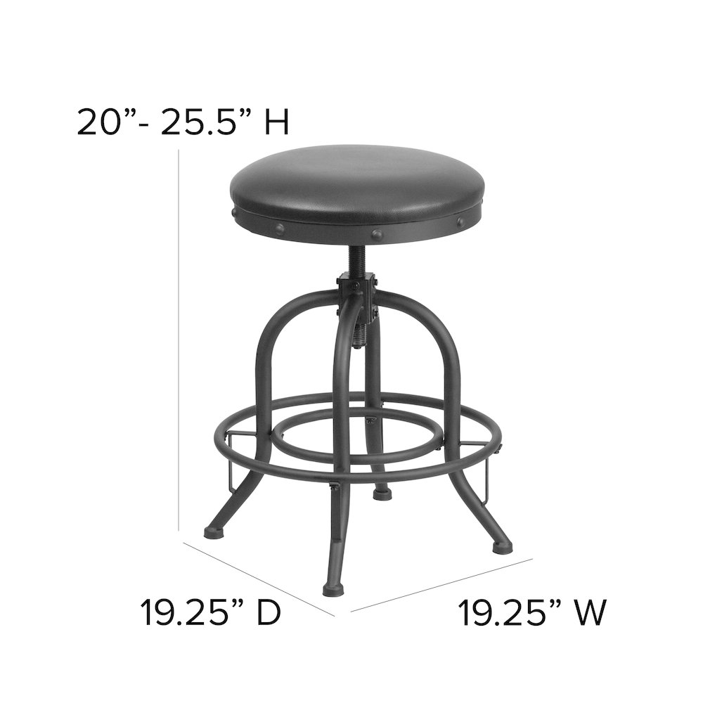24” Counter Height Stool with Swivel Lift Black LeatherSoft Seat