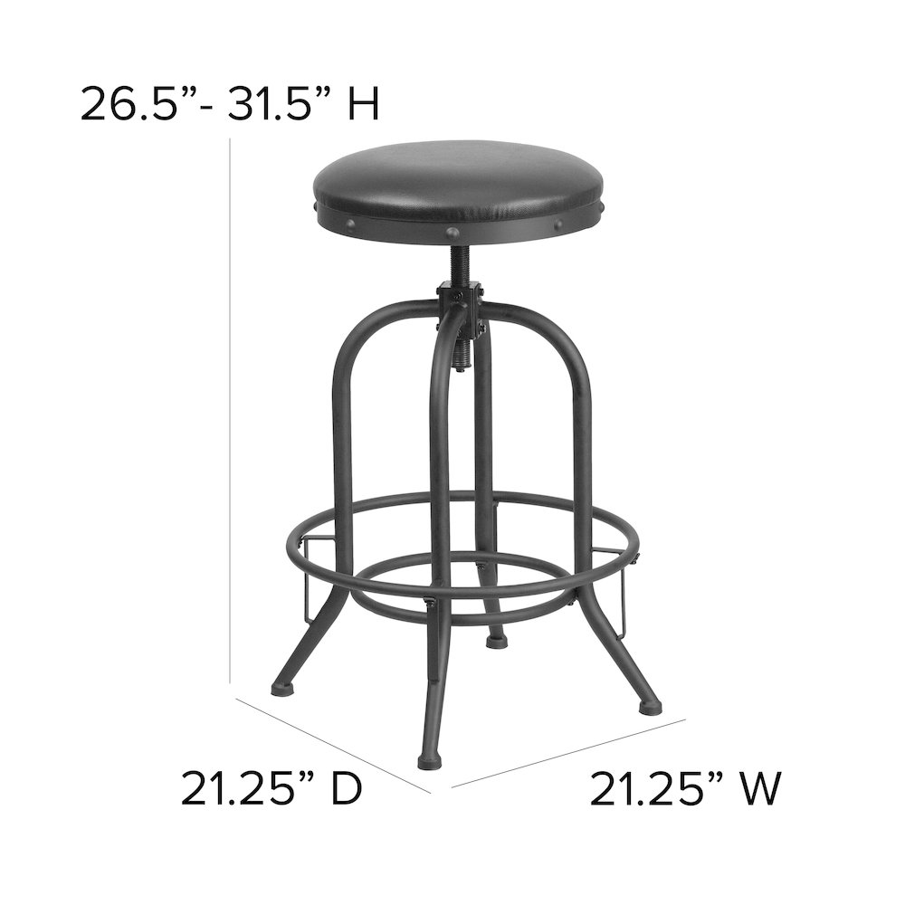 30” Barstool with Swivel Lift Black LeatherSoft Seat