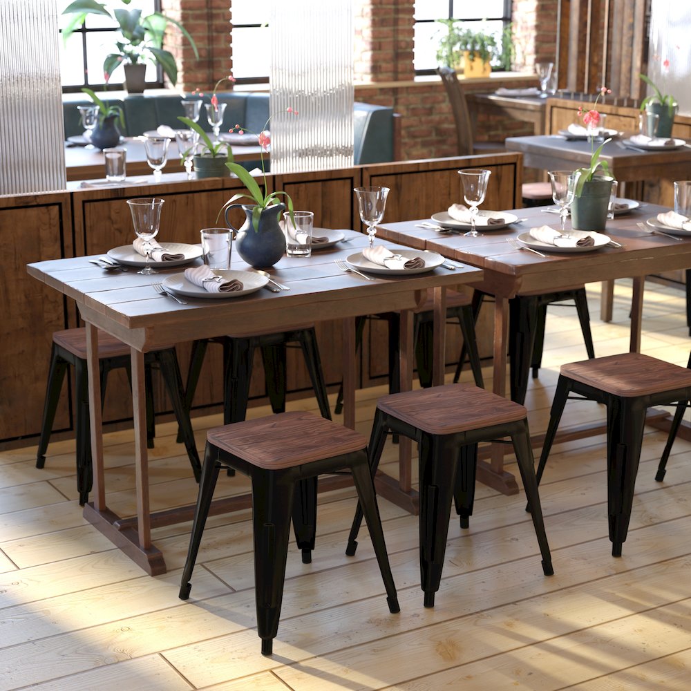 Stackable Black Metal Dining Stool