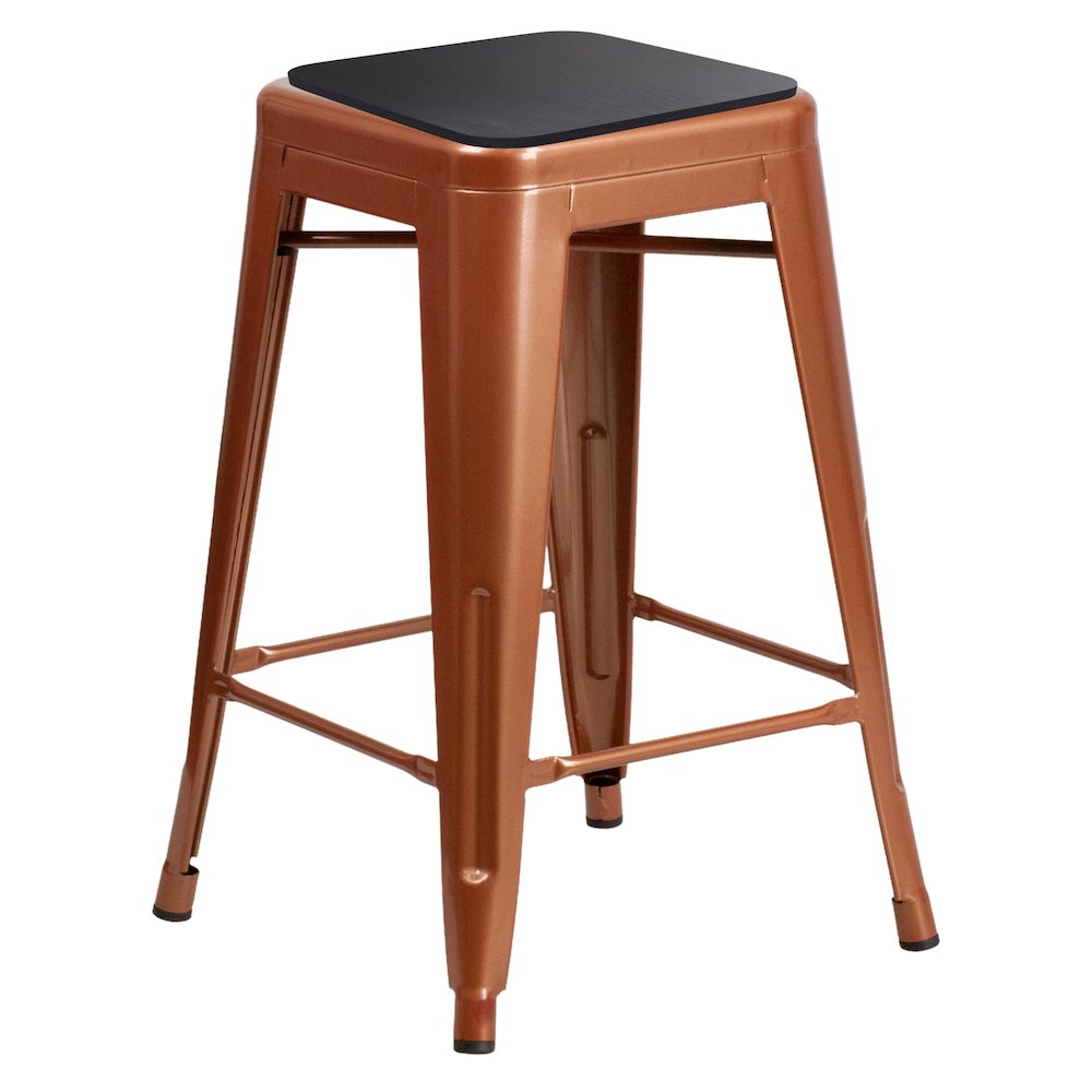 24″ High Backless Copper Metal Bar Height Stool