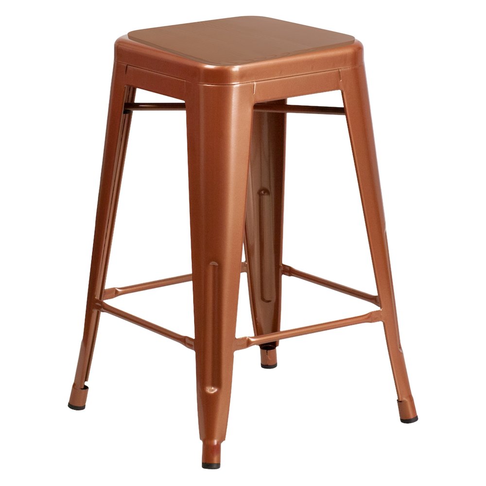 24″ High Backless Copper Metal Bar Height Stool