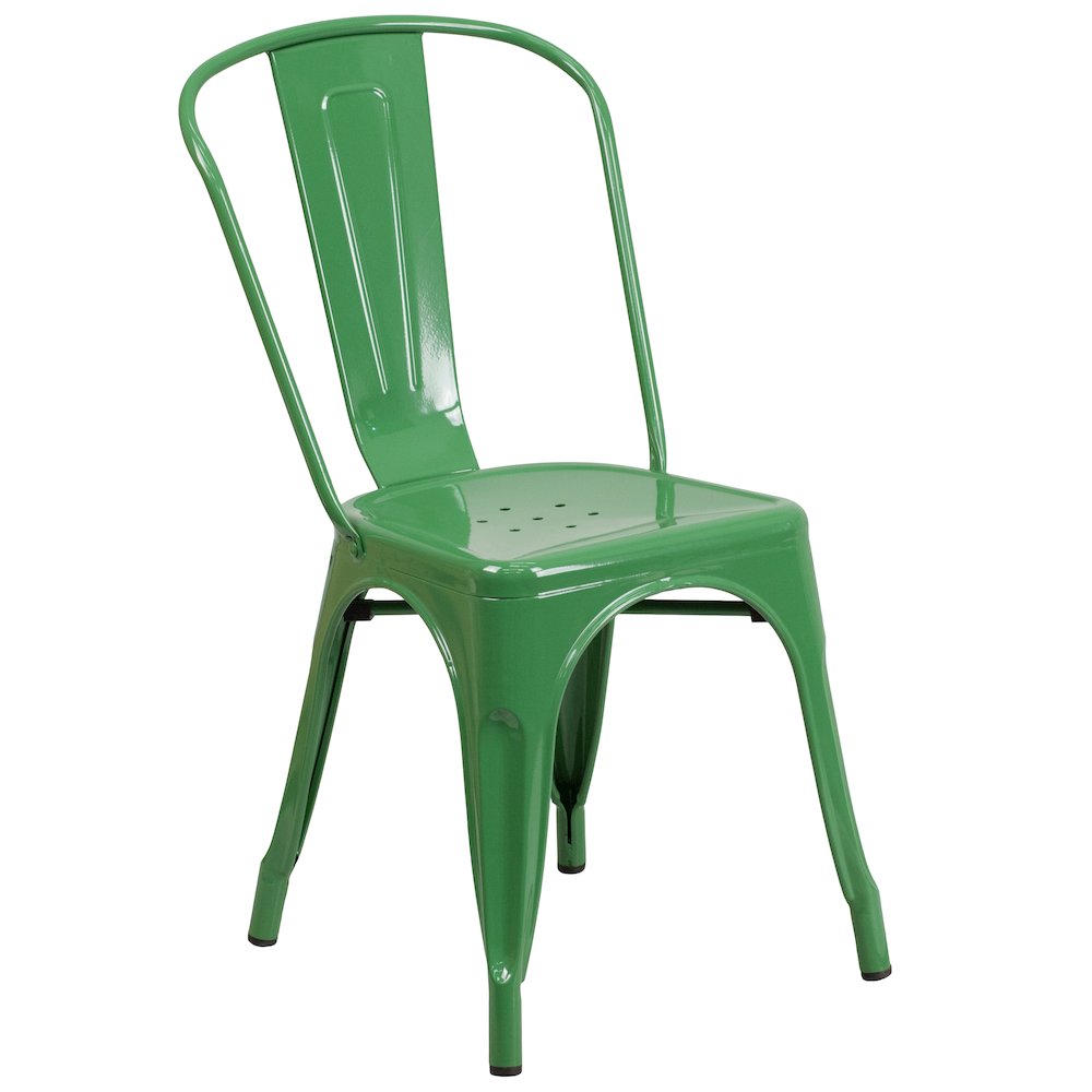 1.5″ x 63″ Rectangular Green Metal Indoor-Outdoor Table Set with 6 Stack Chairs