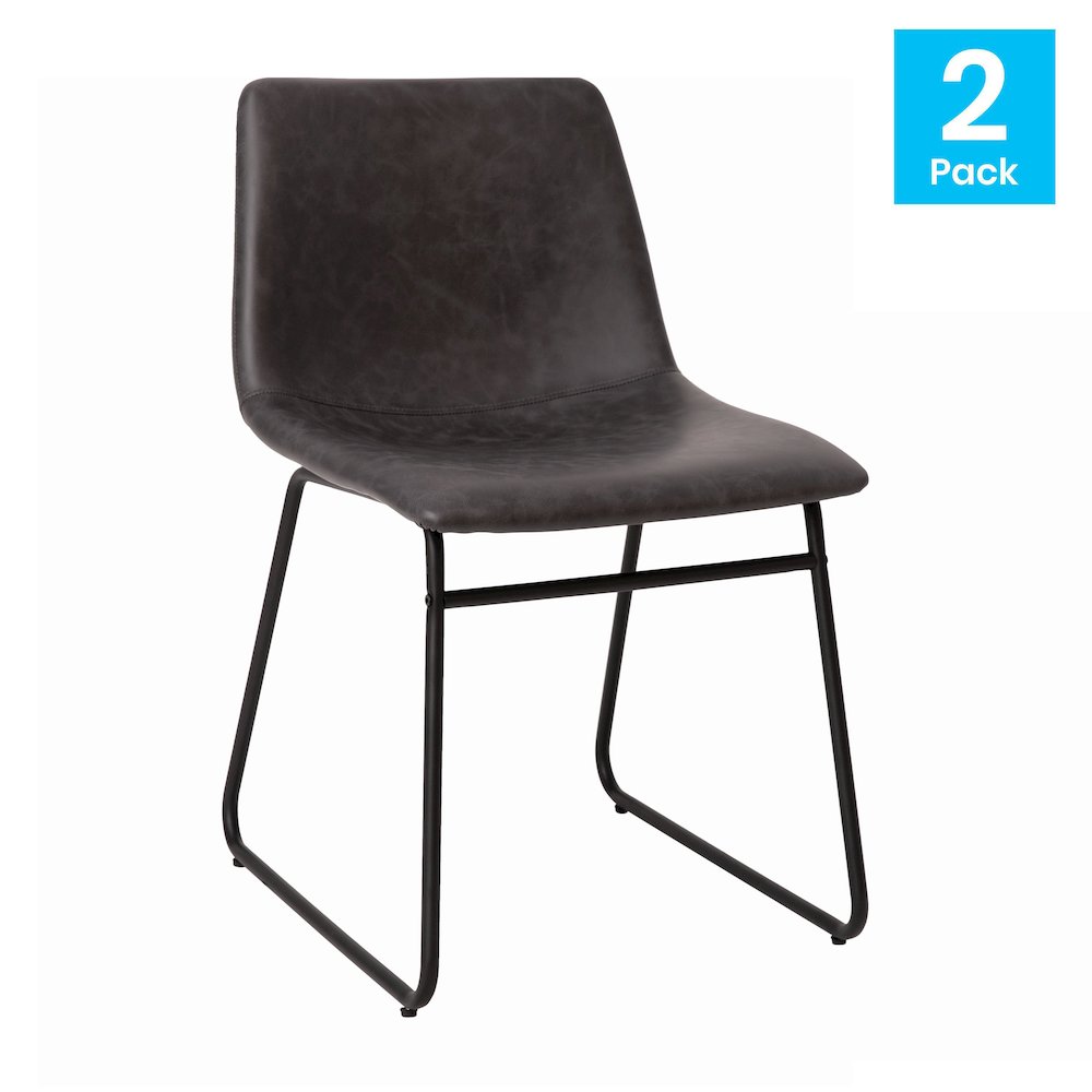 18 in Mid-Back Sled Base Dining Chair in Dark Gray with Black Frame