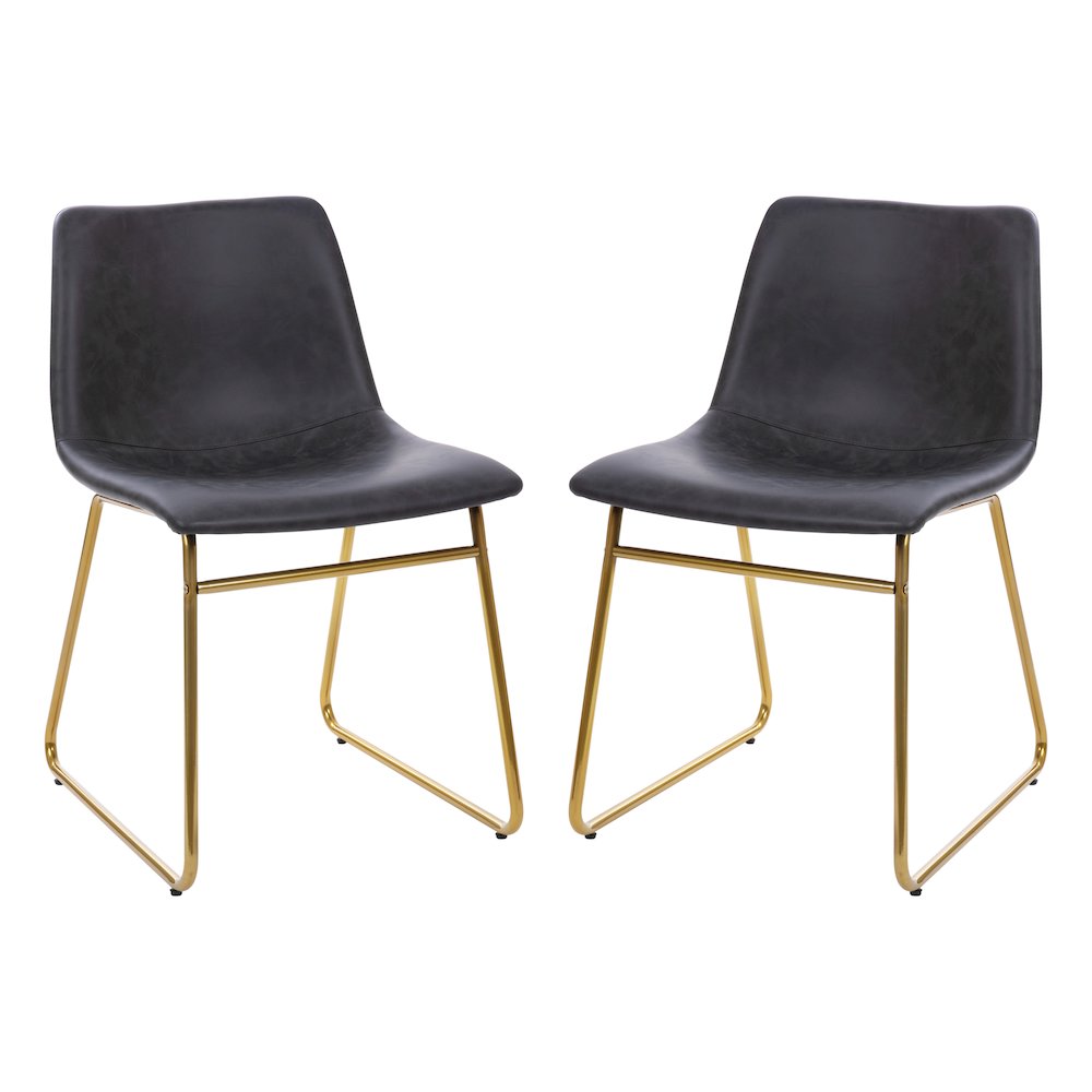 18 in Mid-Back Sled Base Dining Chair in Dark Gray with Gold Frame