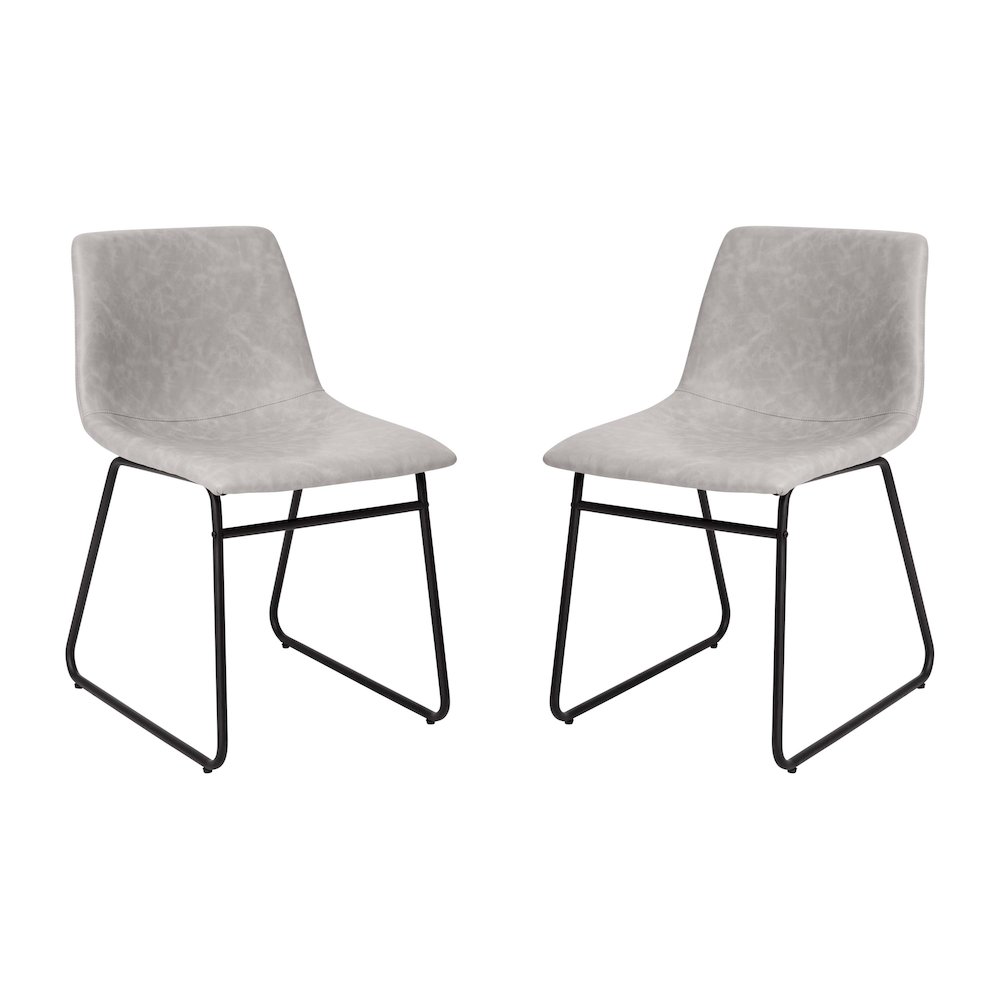 18 in Mid-Back Sled Base Dining Chair in Light Gray with Black Frame