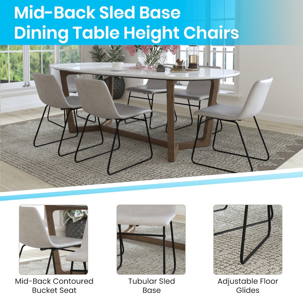 18 in Mid-Back Sled Base Dining Chair in Light Gray with Black Frame
