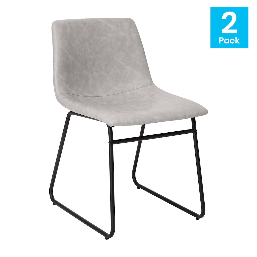 18 in Mid-Back Sled Base Dining Chair in Light Gray with Black Frame