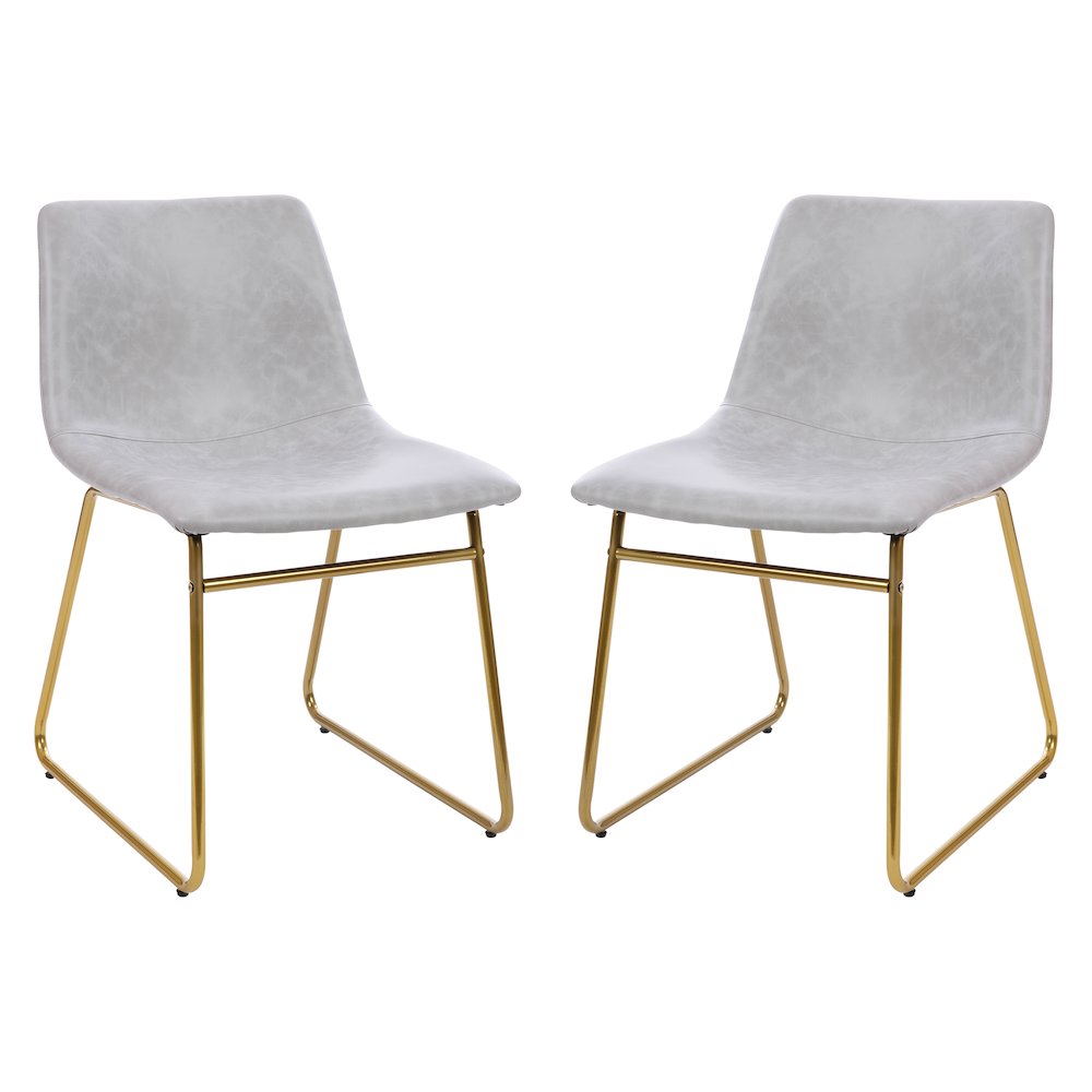 18 in Mid-Back Sled Base Dining Chair in Light Gray with Gold Frame