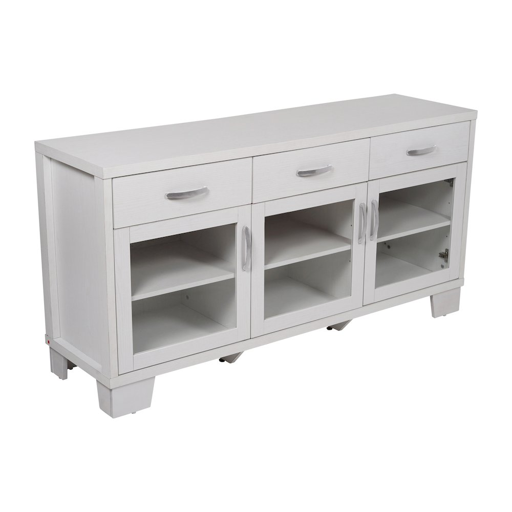 White 59 Inch Modern Kitchen and Dining Room Buffet Sideboard Storage Cabinet