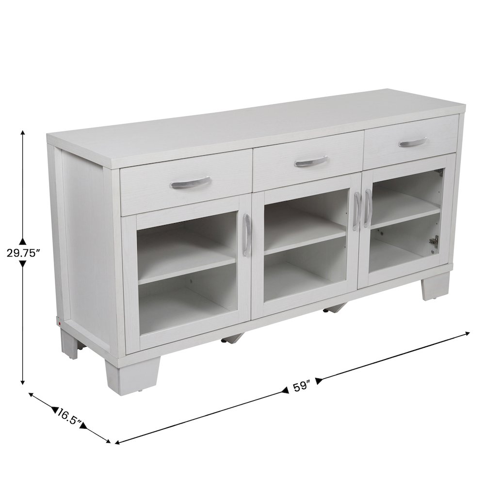 White 59 Inch Modern Kitchen and Dining Room Buffet Sideboard Storage Cabinet