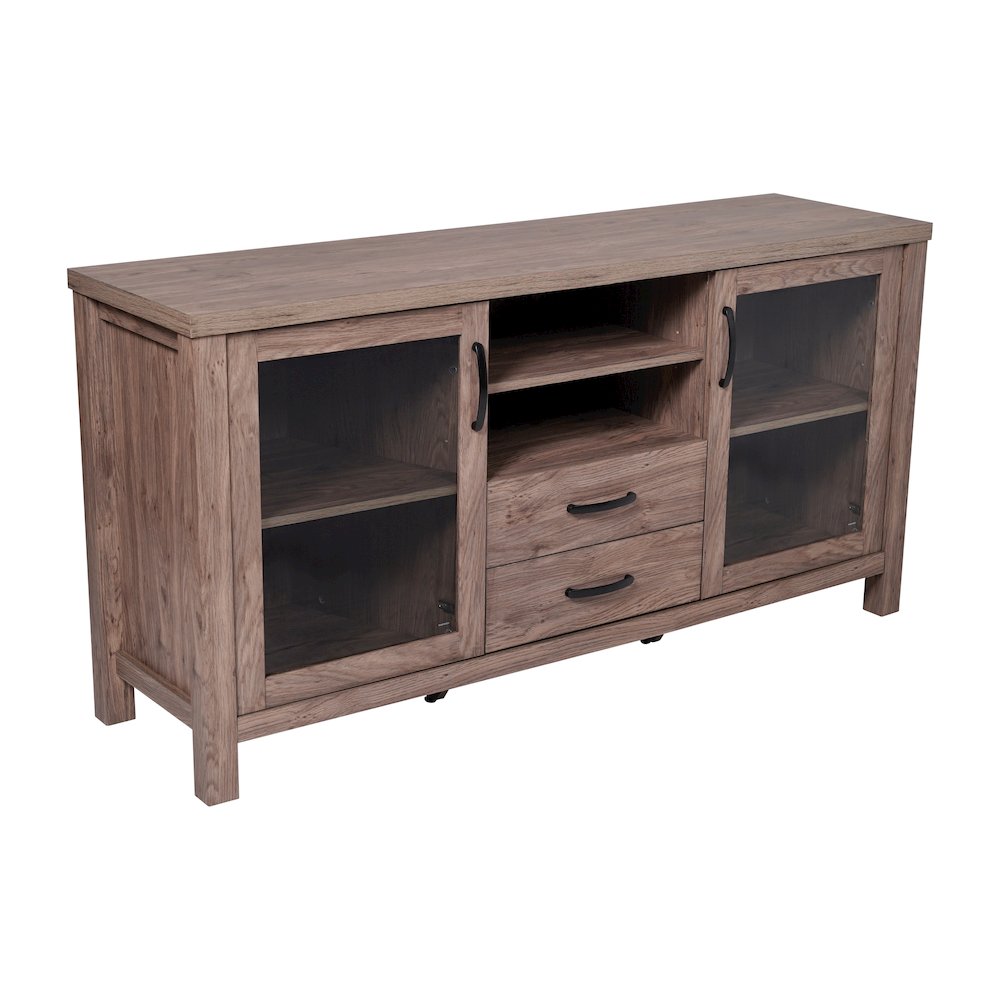 Brown 59in Modern Kitchen and Dining Room Buffet Sideboard Storage Cabinet