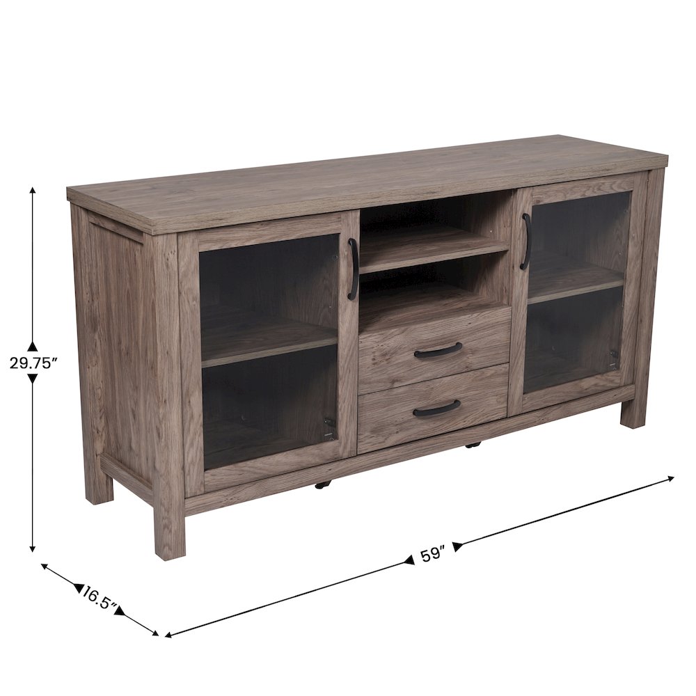 Brown 59in Modern Kitchen and Dining Room Buffet Sideboard Storage Cabinet