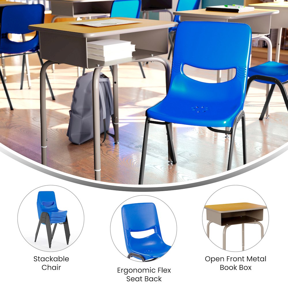 Desk with Open Front Metal Book Box