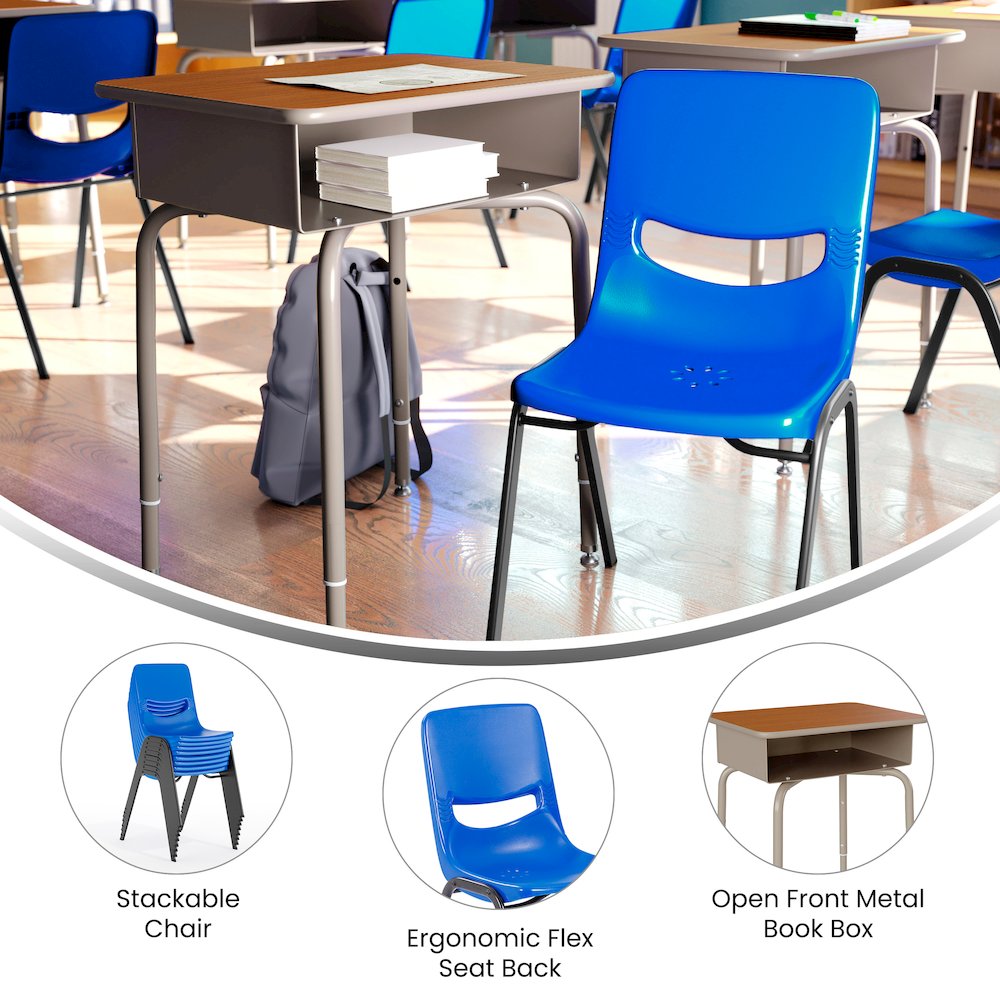 Desk with Open Front Metal Book Box