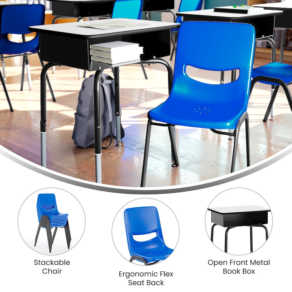 Desk with Open Front Metal Book Box